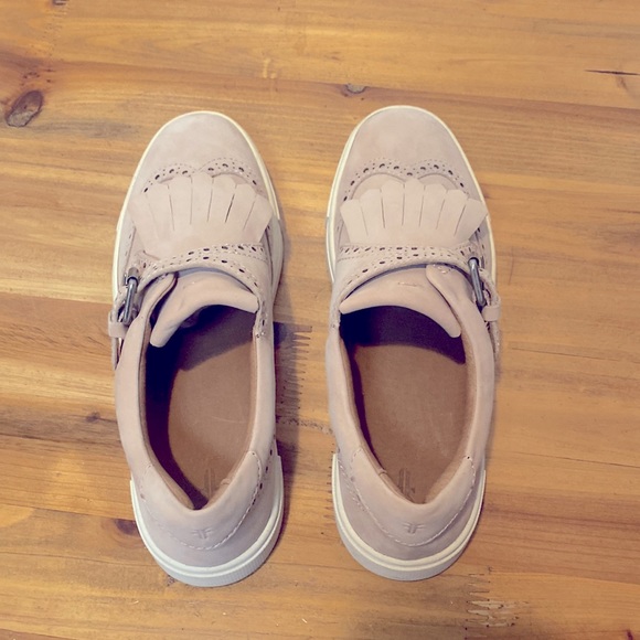 NWOT Frye Gemma Kiltie Nubuck Suede Monk Strap Sneakers in Baby Pink - Picture 6 of 11